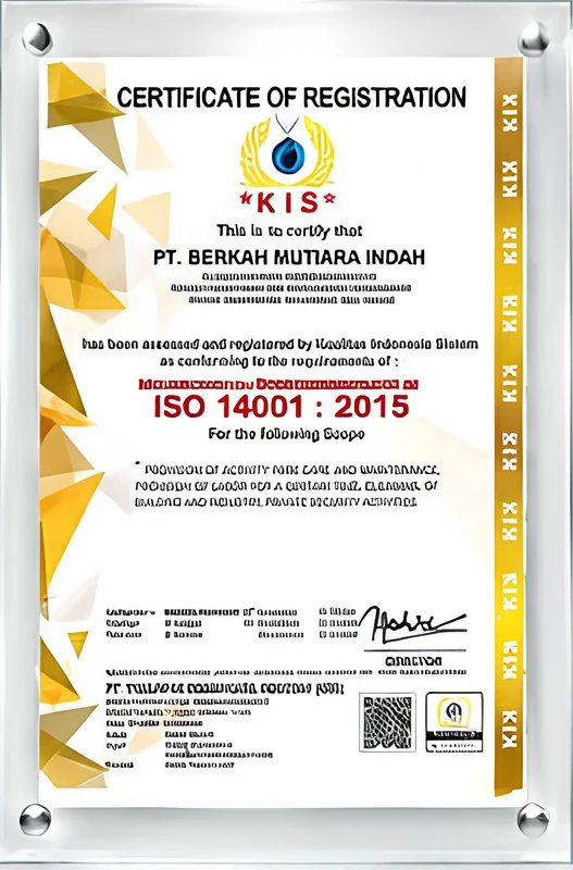 Sertifikat ISO 14001:2015 PT BMI